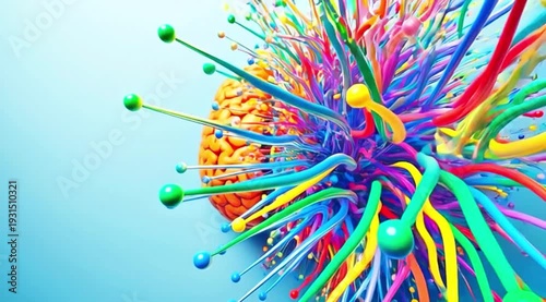 Wallpaper Mural A vibrant video showcasing a brain with colorful neural connections exploding outward Torontodigital.ca