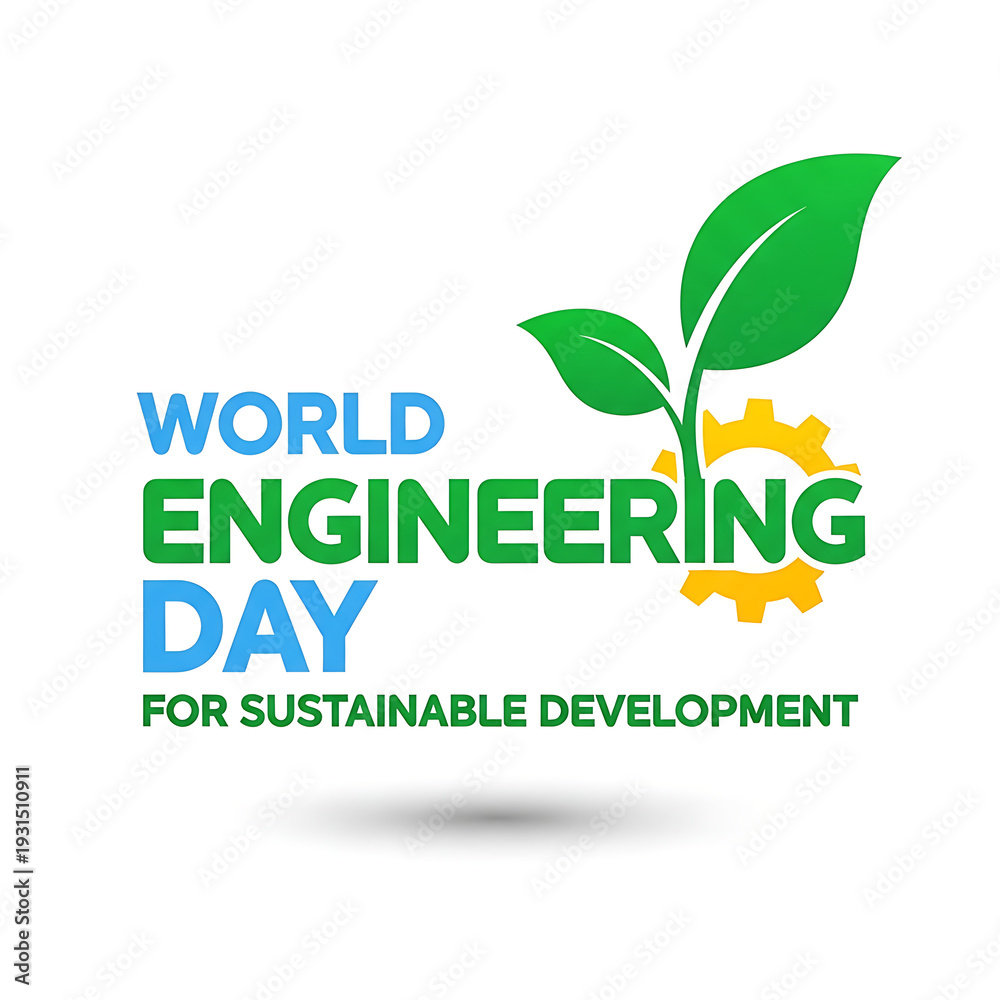 Fototapeta premium World engineering day for sustainable development with green leaf