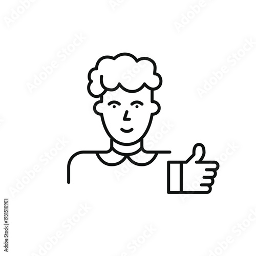 Middle-aged woman user. Satisfaction, trust, positive feedback. Pixel perfect, editable stroke vector icon