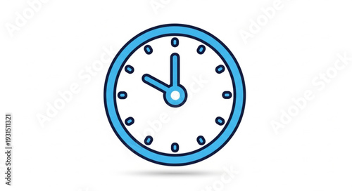 Blue analog clock face showing ten oclock.