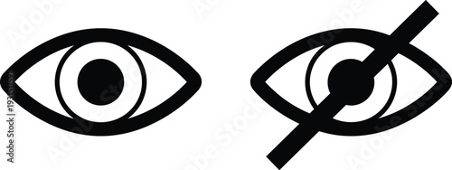 Eye icons, visibility symbol, hidden content, outline vector, solid design, UI clipart, app graphic, password toggle, interface illustration, digital icon