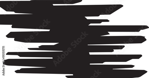 Abstract black brush strokes on white background illustration art