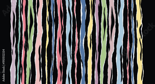 Colorful Wavy Stripes on Black Background.