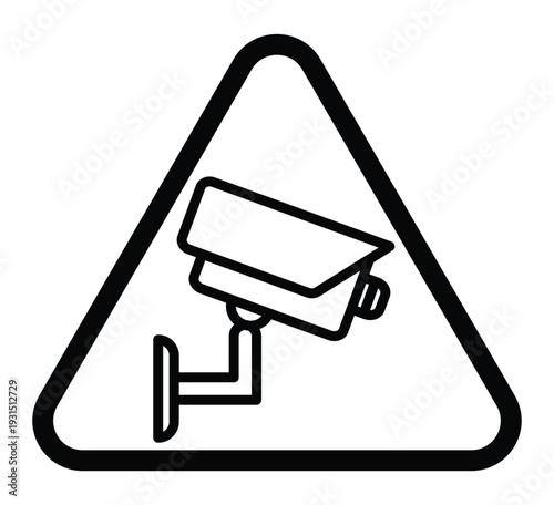 Warning Sign Featuring Security Camera Icon in Triangle Shape