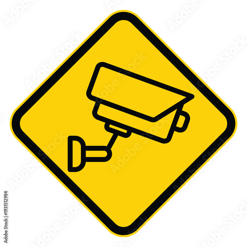 Security Camera Warning Sign Icon for Surveillance and Safety Precautions
