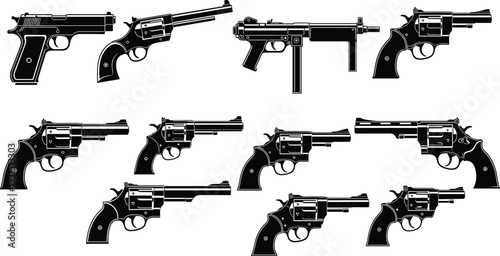 Black bush silhouette collection featuring various garden shrub shapes grass clumps and flowering plant icons isolated on white background vector.