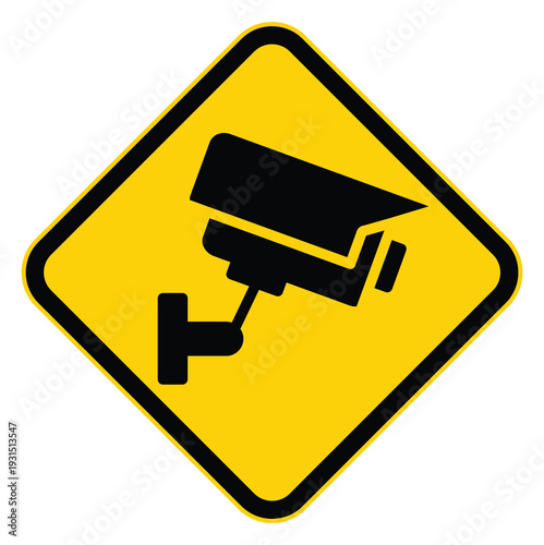 Security Camera Icon Warning Sign for Surveillance Systems and Safety