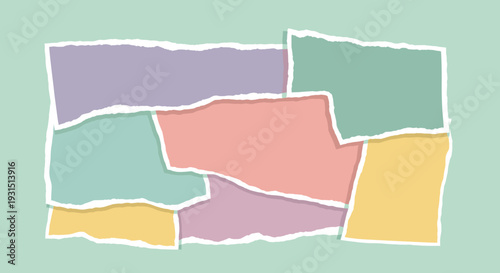 Colorful Torn Paper Shapes Illustration.