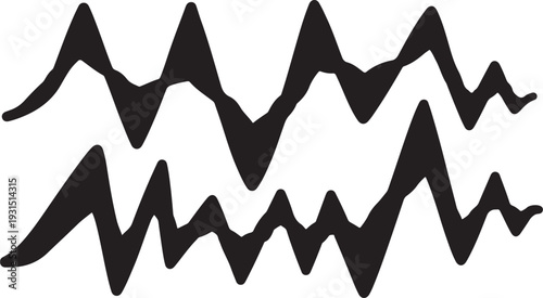 Black waveform patterns on a white background illustration design