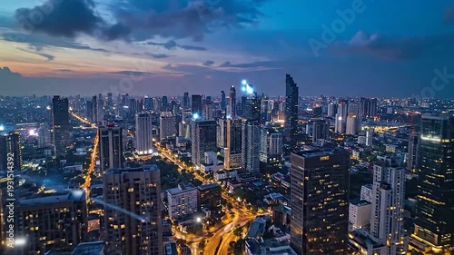 Wallpaper Mural Smart city skyline at dusk with glowing digital network connections Torontodigital.ca