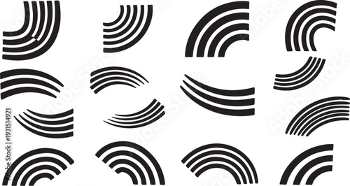 Geometric Pattern of Black Arches on White Background Design