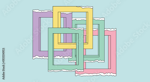Colorful Overlapping Square Frames Illustration.
