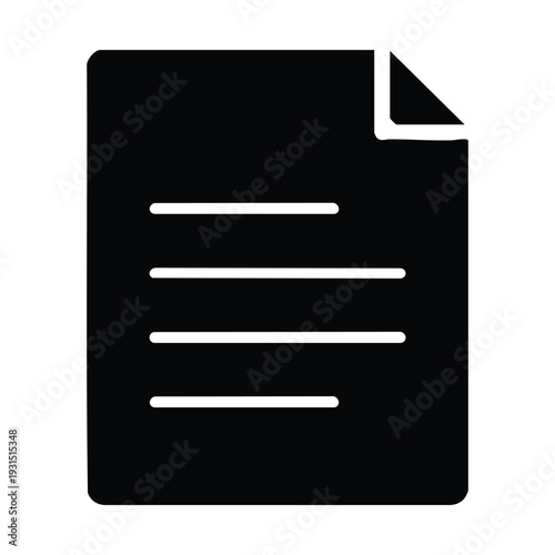 A simple black silhouette icon representing a document with text lines and a folded corner, symbolizing a file or paper.