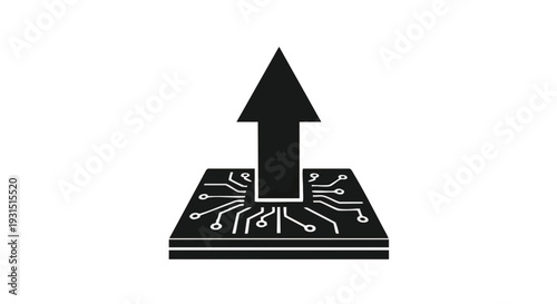 Artificial Intelligence Chip Growth Arrow Icon – AI Technology Progress Symbol