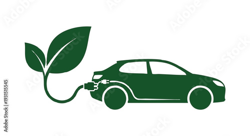 Electric Car Charging with Leaf – Green Transportation and Clean Energy Concept