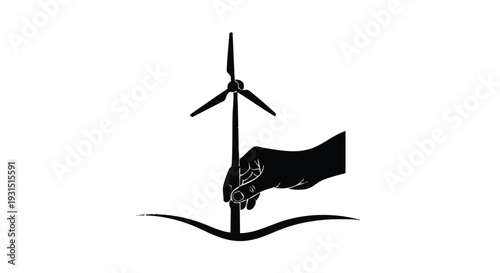 Wind Turbine in Human Hand – Renewable Energy and Sustainable Power Concept