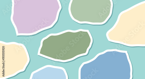 Colorful Pastel Shapes on Blue Background.