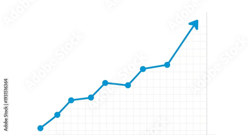 Blue line graph showing upward trend with arrow indicating growth.
