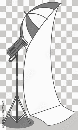 Professional Studio Lighting Setup with Umbrella and Backdrop.