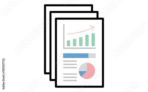データ分析結果をまとめた業務レポート資料のイラスト