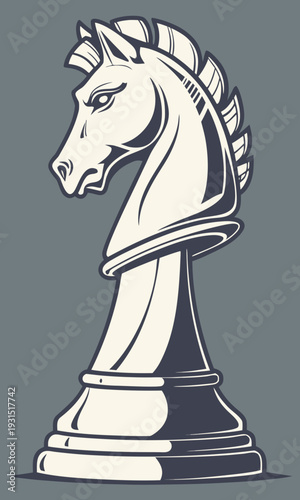 Elegant Chess Knight Piece Illustration.