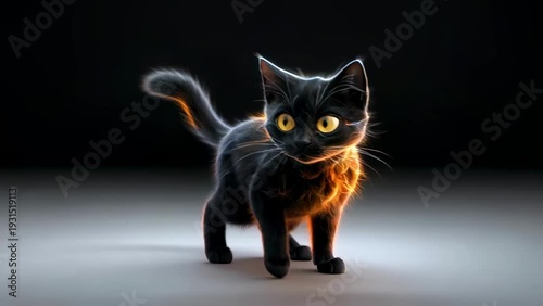 black cat on black background