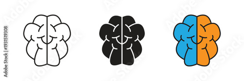 Brain Icon. Clean and modern human brain vector icons, ideal for neurology, psychology, artificial intelligence, brainstorming sessions, and creative thinking concept designs.
