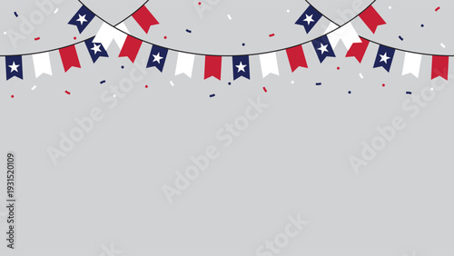 Seamless Texas Flag Party Bunting Border Background – Flat Design Illustration