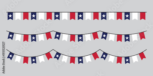 Seamless Texas Flag Party Bunting Border Background – Flat Design Illustration