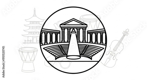 Classical Music Concert Hall With Traditional Instruments And Architecture.