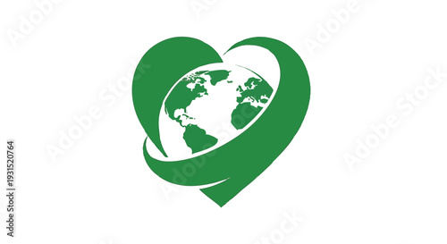 Green heart earth icon vector