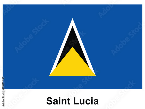Flag of Saint Lucia with Blue Background and Geometric Triangle Design