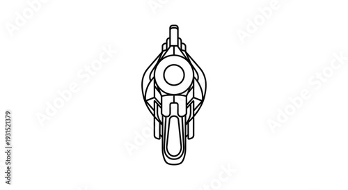 a minimalist line art illustration of a gun barrel pointing directly forward ideal for concepts of danger power or security graphics.