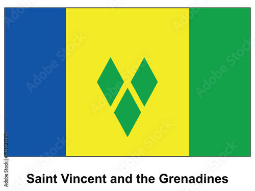 Vibrant Flag of Saint Vincent and the Grenadines with Tri-Colored Design