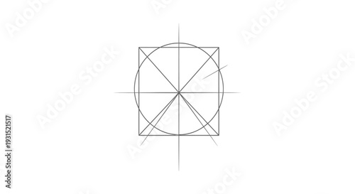 geometric construction of a square inscribed circle and intersecting lines illustrating fundamental math and design.