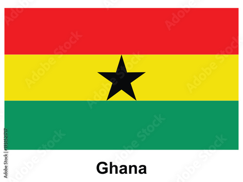 Flag of Ghana Featuring Red, Yellow, Green Colors and Black Star Symbol