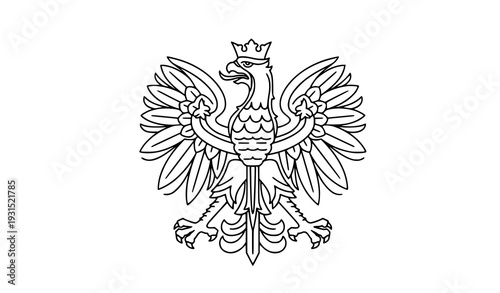 Minimal Line Art Polish Eagle Heraldic Crest Vector