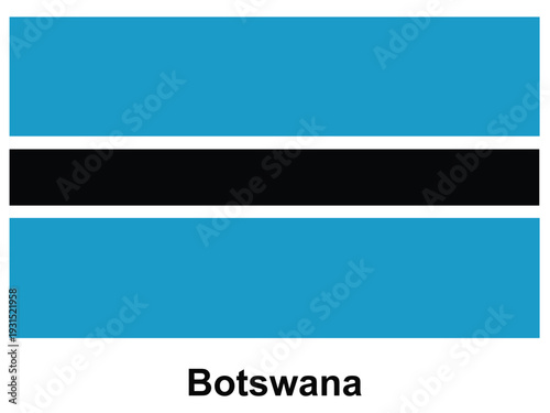 National Flag of Botswana with Blue and Black Horizontal Stripes