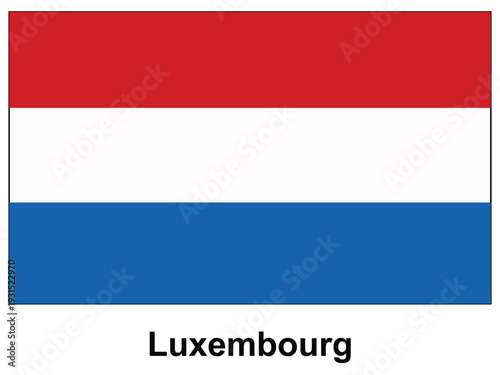 Colorful Luxembourg Flag on White Background with Bold Country Label