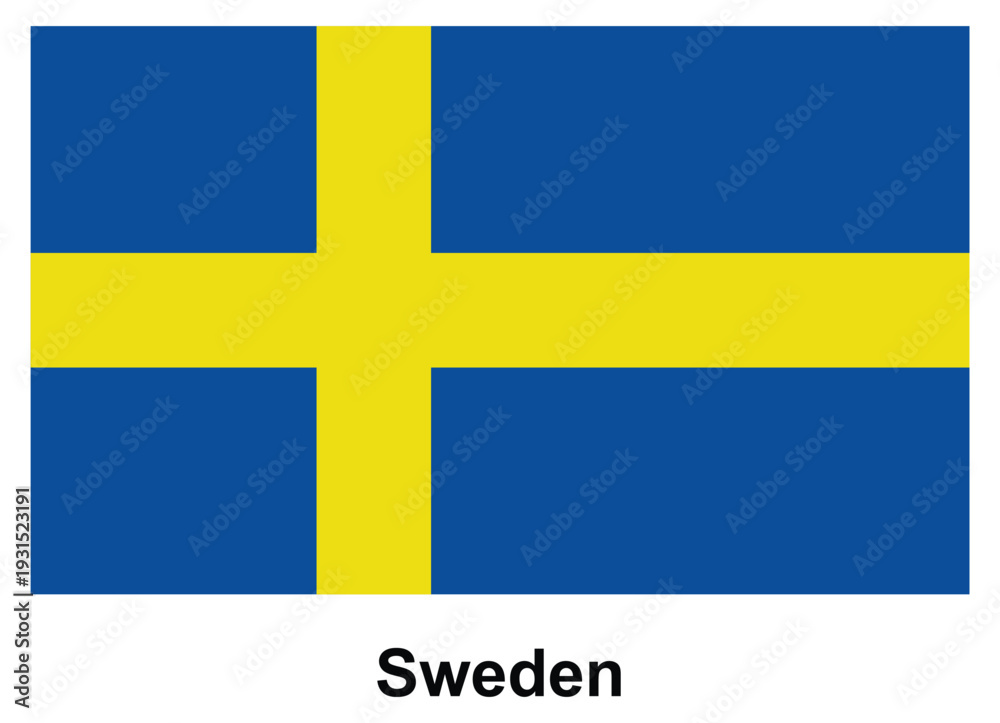 Obraz premium Flag of Sweden with a Blue Background and Yellow Cross Design
