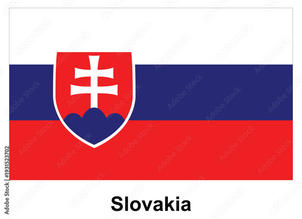 Fototapeta premium Vibrant Flag of Slovakia with Coat of Arms on a Clean Background
