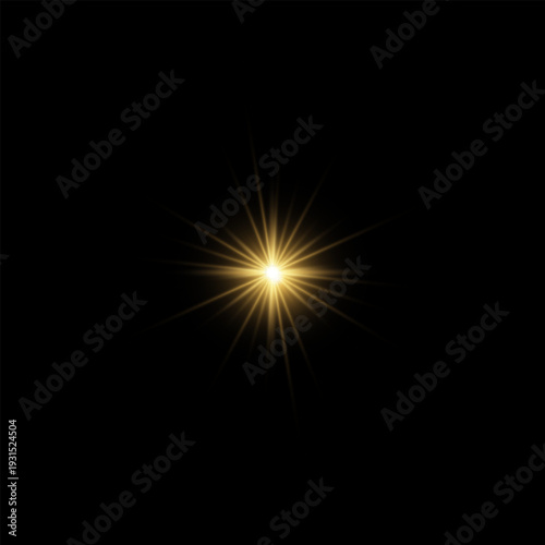Wallpaper Mural Abstract Golden Light Burst with Intense Star Shape Glow and Sharp Radiant Rays on Black Background Torontodigital.ca