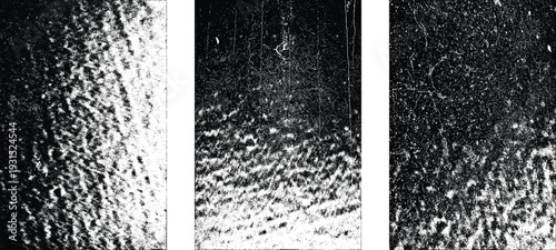 Glitch distorted grungy isolated layers . Design element for brochure, social media, posters, flyers. Overlay texture.Textured banner with Distress effect .Vector halftone dots . Screen print texture