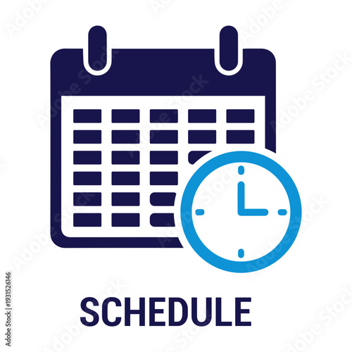 Schedule Icon with Calendar and Clock Symbols