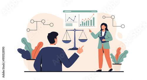 Businesswoman presenting data to a colleague.