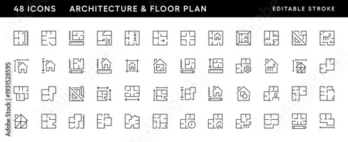 Foto Architecture and floor plan icon collection
