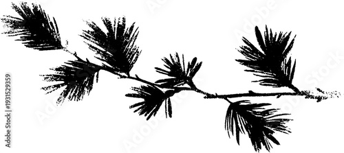 High contrast pine garland with needle clusters in stencil style for holiday design