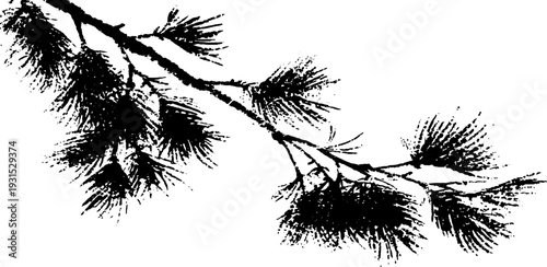 Abstract high contrast pine needle bundles in stencil style for design