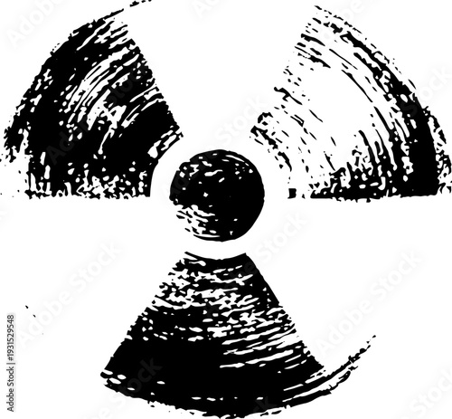Radiation warning symbol in high contrast stencil style for safety and awareness design