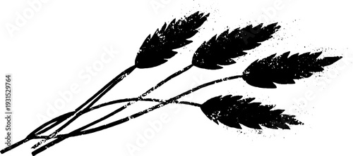 Abstract stencil rice panicle design for nature-themed projects and decor